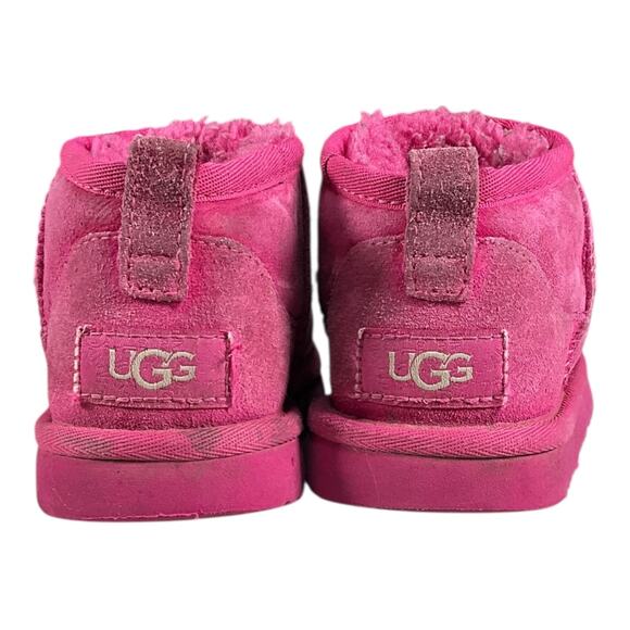 UGG Kids Pink Suede Ankle Boots Shearling Lined Size 13 Cozy Slip On Play Winter - Picture 2 of 13